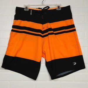 Pacific Surf men's orange black swim trunks bathing suit board shorts XL
